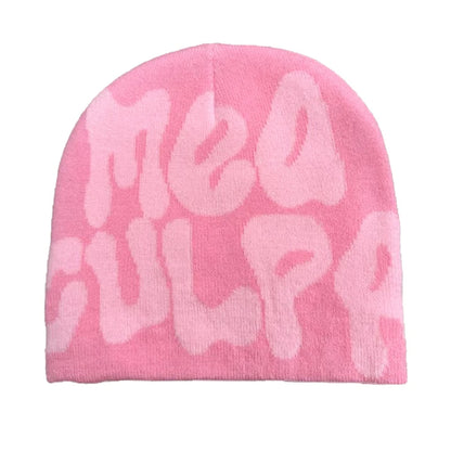 2023 New Knitting Beanies Hat Men Women Paragraph Quality Cap Mea Culpa Y2k Warm Fashion Hundred Take Cold Cap for Women Hats