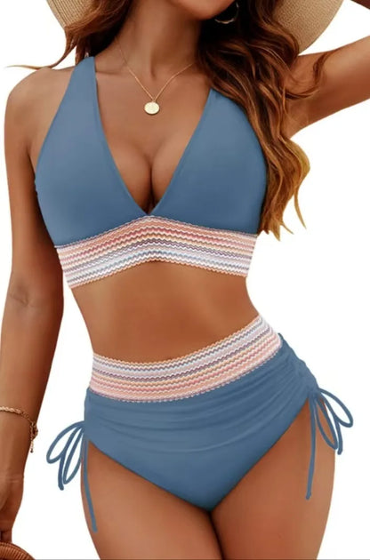 New 2026 Summer Beachwear Women Textured Bikini Set Wide Shoulder Belt Swimwear High Waist Push Up Bathing Suits Female Swimsuit