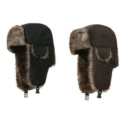 Unisex Warm Mens Women Trapper Cap Aviator Trooper Earflap Winter Flaps Ski Hat New Bomber Hats Russian Ski Hat Faux Fur Hats