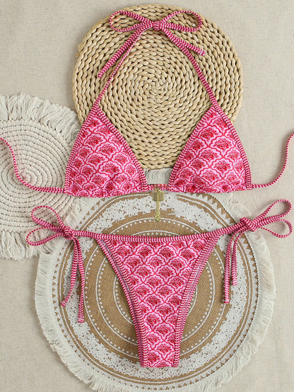 2026 New Women's Bikini Set Adjustable Tie Side Bandage Swimwear High-End Sexy Two-Piece Bathing Suit Summer Beach Push Up