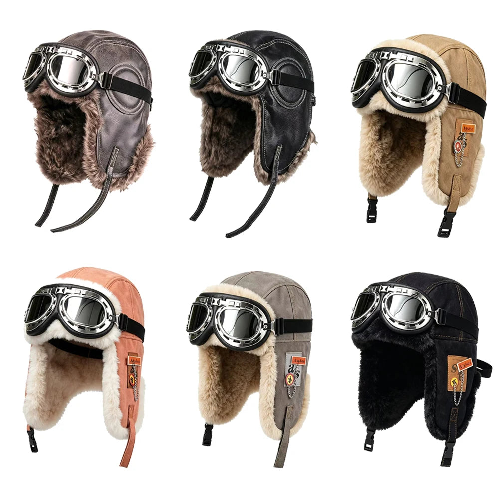 Bomber Hat Men Women Thick Warm Russian Ushanka Fur Hat Fashion Male Female Winter Hat Black Grey Earflap Ski Russian Cap