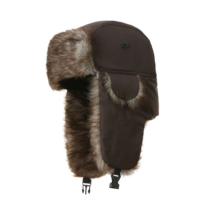 Unisex Warm Mens Women Trapper Cap Aviator Trooper Earflap Winter Flaps Ski Hat New Bomber Hats Russian Ski Hat Faux Fur Hats