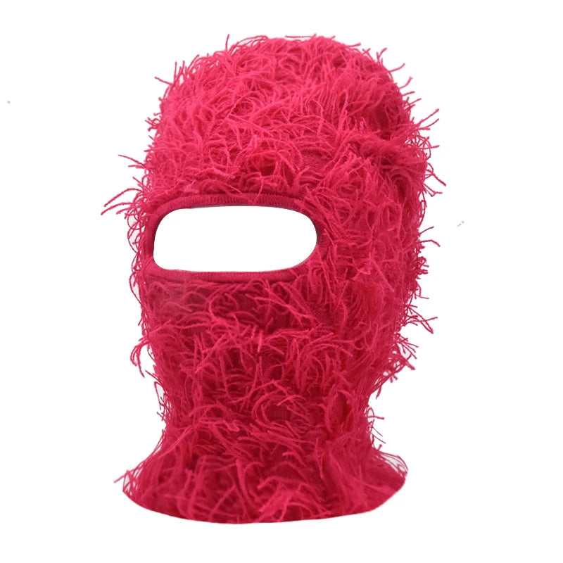 Balaclava Distressed Knitted Caps Hip Hop Full Face Ski Mask Women Outdoor Camouflage Fleece Fuzzy Ski Balaclava Beanies Men Hat