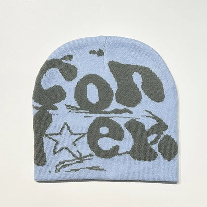 Fashion Women Men Warm Knitted Beanie Hat Letter Print Cap Autumn Winter Female Beanie Warm Bonnet Casual Cap Drop shipping