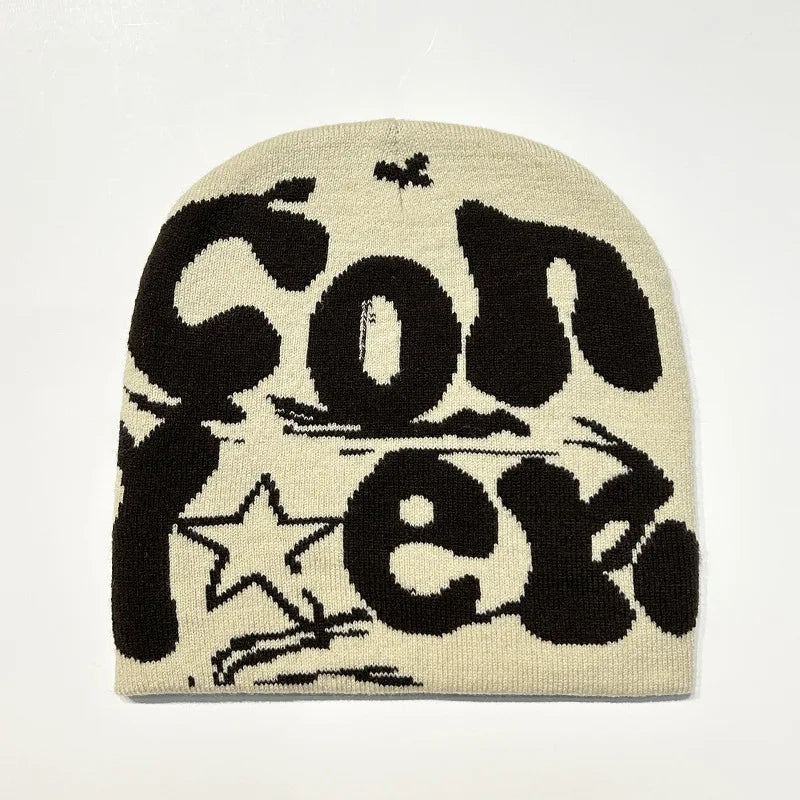 Fashion Women Men Warm Knitted Beanie Hat Letter Print Cap Autumn Winter Female Beanie Warm Bonnet Casual Cap Drop shipping