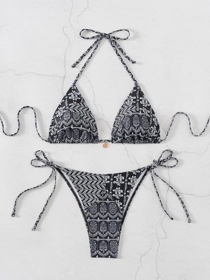 2026 New Women's Bikini Set Adjustable Tie Side Bandage Swimwear High-End Sexy Two-Piece Bathing Suit Summer Beach Push Up