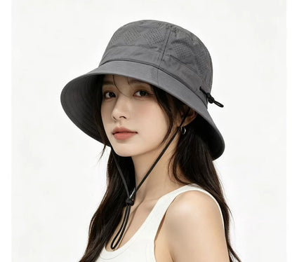 Women Summer Quick-dry Fishermen Hat Casual Outdoor Wide Brim Waterproof Sunshade Bucket Cap Solid Hiking Fishing Sunscreen Hats