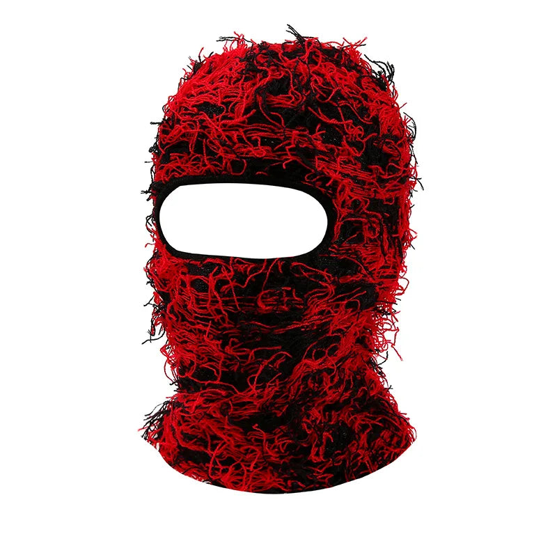 Balaclava Distressed Knitted Caps Hip Hop Full Face Ski Mask Women Outdoor Camouflage Fleece Fuzzy Ski Balaclava Beanies Men Hat