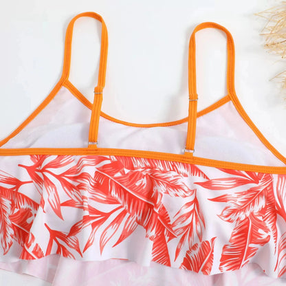 2025 New Sexy Swimwear High Waist Two Piece Bikini Leaf Print Swimsuit Tight Sling Beachwear Summer Women's Seaside Bathing Suit