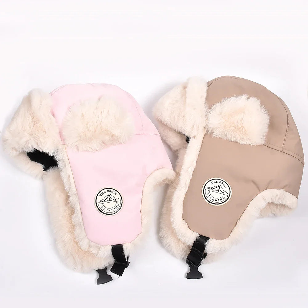 Newest Mens Women Unisex Warm Trapper Aviator Trooper Earflap Winter Flaps Ski Hat New Bomber Hats Russian Ski Hat Faux Fur Hats