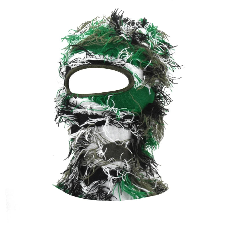 Balaclava Distressed Knitted Caps Hip Hop Full Face Ski Mask Women Outdoor Camouflage Fleece Fuzzy Ski Balaclava Beanies Men Hat
